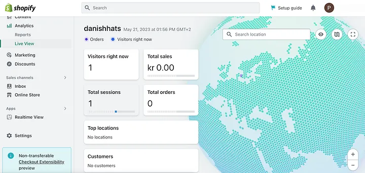 Shopify's built-in Live View feature